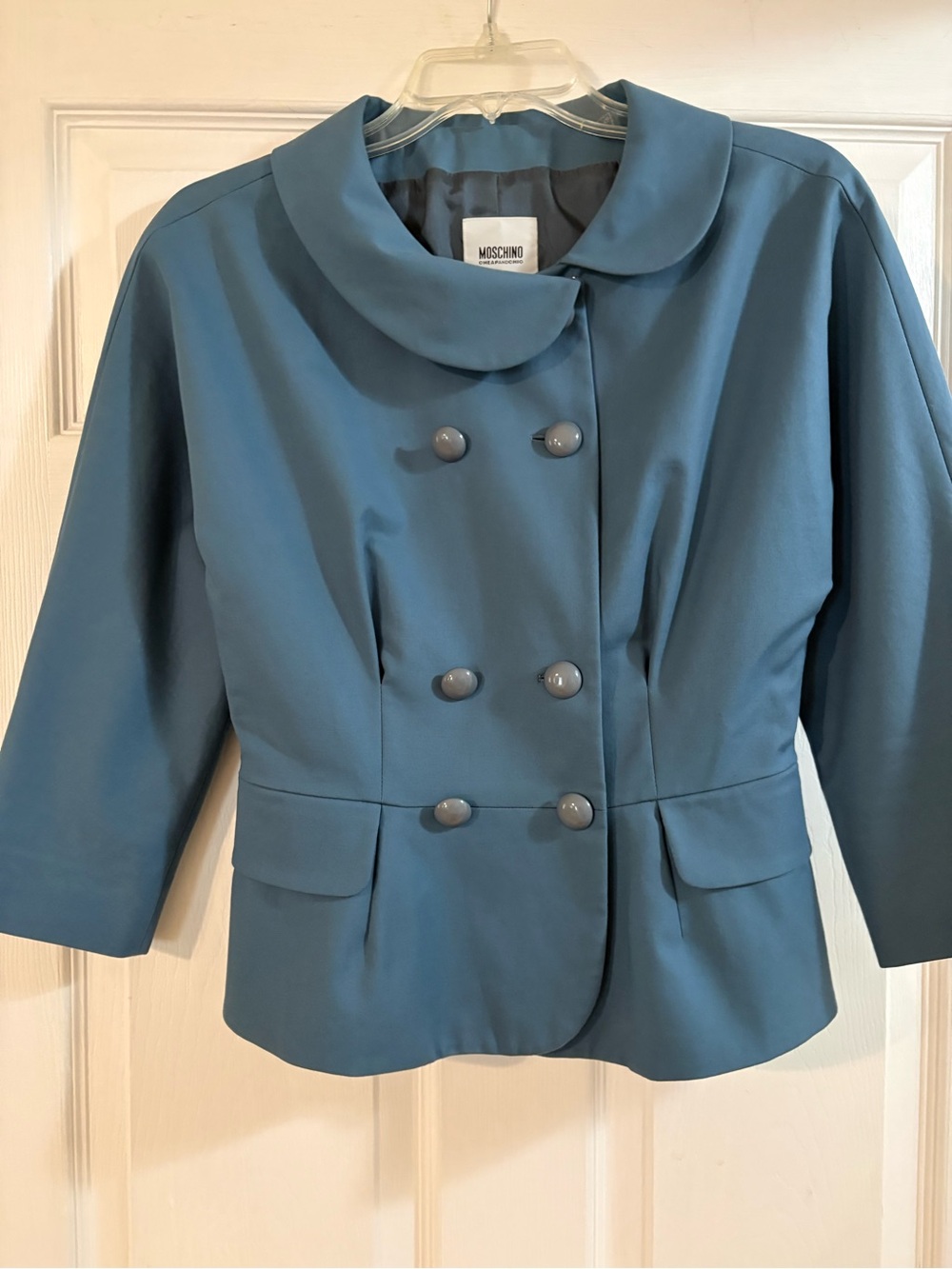 Moschino Teal Double-Breasted Blazer Jacket